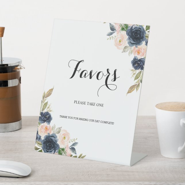 Signe De Table Marine Blush rose Fleur Faveur florale (In SItu)