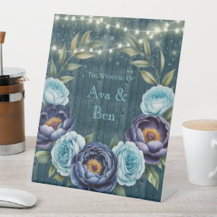 Signe De Table Marine Peonies et Rose Turquoise Mariage léger