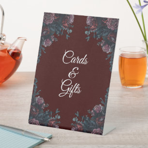 Signe De Table Maroon foncé Mauve Gothique Mariage élégant