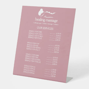 Signe De Table MASSAGE EN PIERRE DE FEMME ROSE Spa de la Journée