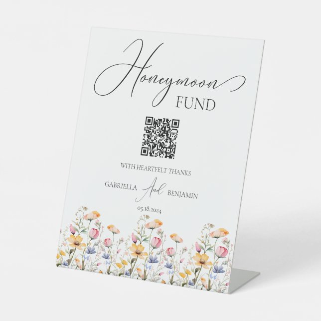 Signe De Table Meadow Fleur sauvage Honeymoon Fund Mariage Table (Recto)