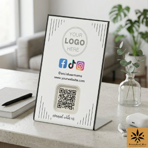 Signe De Table Médias Sociaux Modernes   Instagram Facebook Code 
