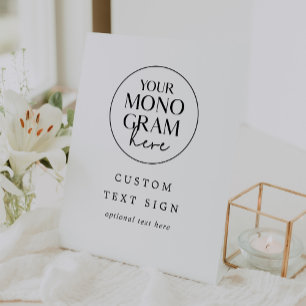 Signe De Table MEGHAN Monogramme noir blanc moderne mariage perso