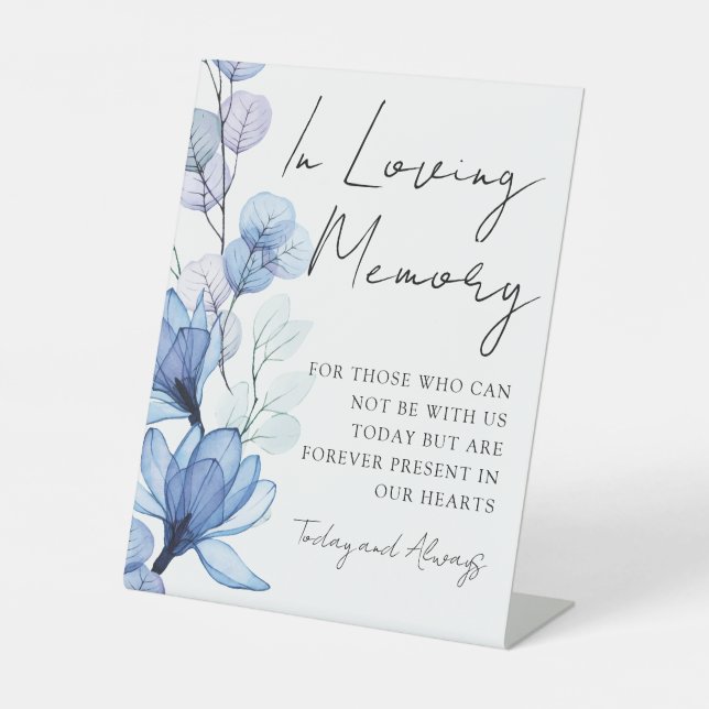 Signe De Table Mémoire d'amour Dusty Blue Floral Mariage (Recto)