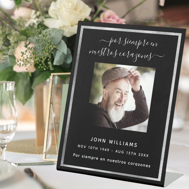 Signe De Table Mémorial des photos en argent noir (Créateur téléchargé)