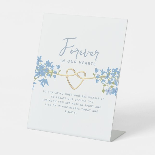 Signe De Table Mémorial du Mariage bleu Dusty (Recto)