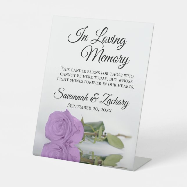 Signe De Table Mémorial du Mariage de mémoire d'amour Rose violet (Recto)