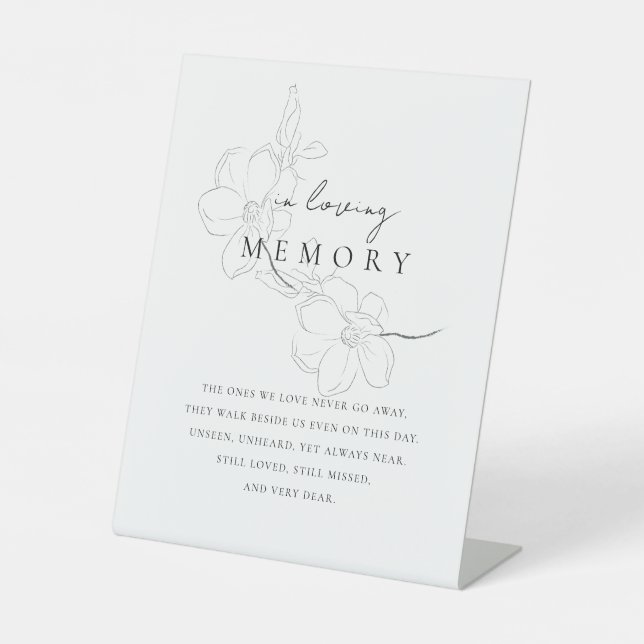 Signe De Table Mémorial floral Mariage minimal en mémoire d'amour (Recto)