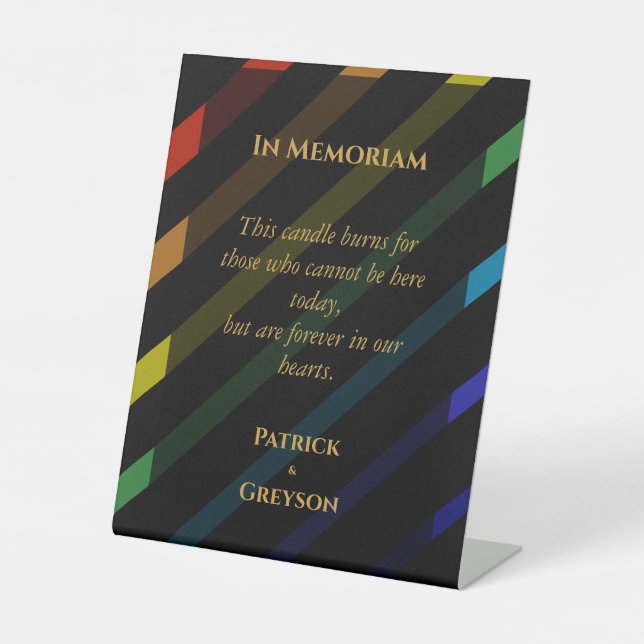 Signe De Table Memorial Gay Men Wedding Elegant Rainbow (Recto)