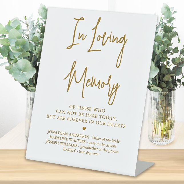 Signe De Table Mémorial mariage Élégant Or En Mémoire Amoureuse (Créateur téléchargé)