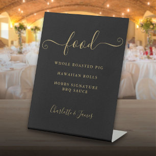 Signe De Table Menu Alimentation Black And Gold Signature Script