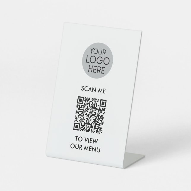 Signe De Table Menu Analyser le code QR pour afficher | Logo d'en (Recto)