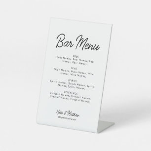 Signe De Table Menu Bar Boissons Alcool Mariage Minimaliste