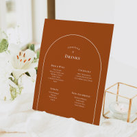 Menu Boho Arch Terracotta Mariage Boissons Simple