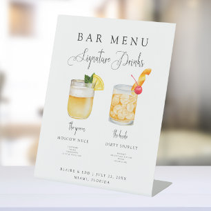 Signe De Table Menu boisson Mariage moderne BLAIRE Signature