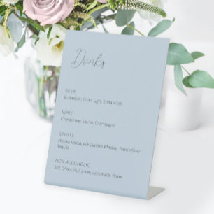 Signe De Table Menu Boissons Mariage bleu Dusty Signal