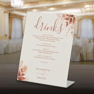 Signe De Table Menu Boissons Mariage de automne Rustic Greenery