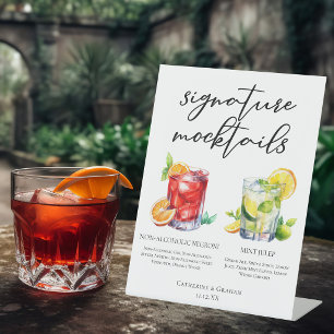 Signe De Table Menu Chic de Mocktails de Mariage Negroni Mint Jul