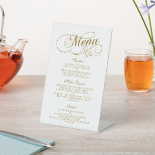 Signe De Table Menu Chic Faux Gold Foil Mariage Modèle