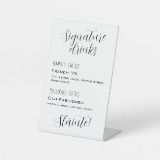 Signe De Table Menu Cocktail de mariage personnalisé