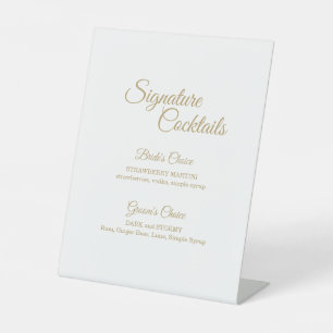 Signe De Table Menu Cocktail Simple Gold Calligraphy