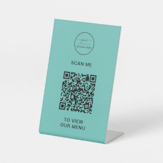 Signe De Table Menu Code QR | Logo Contactless Moderne Pedestal S