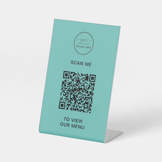 Signe De Table Menu Code QR | Logo Contactless Moderne Pedestal S (Recto)
