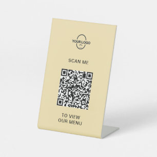 Signe De Table Menu Code QR   Logo Contactless Moderne Pedestal S