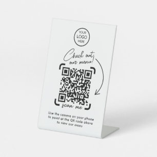 Signe De Table Menu Code QR   Logo moderne sans contact