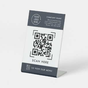 Signe De Table Menu Code QR   Logo professionnel sans contact
