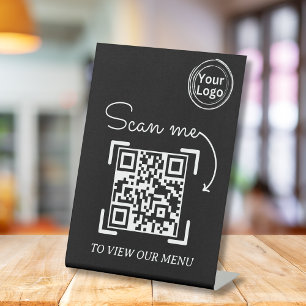 Signe De Table Menu de balayage minimal Business Logo QR Code Ped
