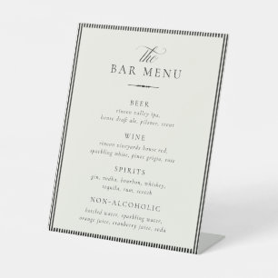 Signe De Table Menu de bar de mariage STATELY