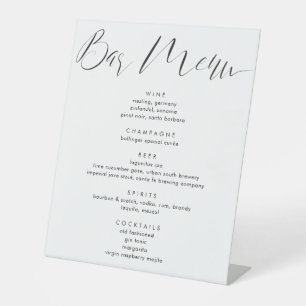 Signe De Table Menu de boissons Mariage de script de calligraphie