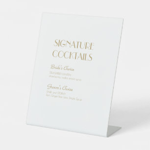 Signe De Table Menu de cocktail de mariage minimaliste or déco mo