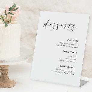 Signe De Table Menu de desserts de mariage en calligraphie modern