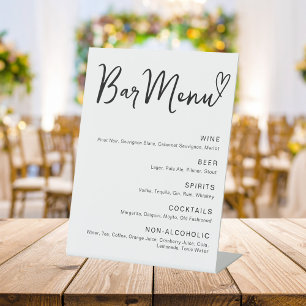 Signe De Table Menu de la barre de Mariage minimaliste moderne