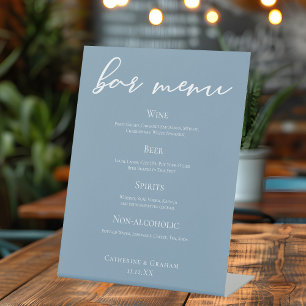 Signe De Table Menu de la barre de Mariages bleu Dusty