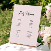 Menu de la barre des boissons rose pâle