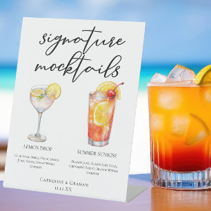 Signe De Table Menu de Mocktails de mariage Lever de soleil d'été