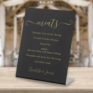 Signe De Table Menu de nourriture écriture signature noir et or