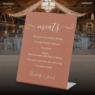 Signe De Table Menu de nourriture écriture signature Terracotta