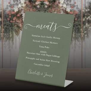 Signe De Table Menu de nourriture écriture signature vert olive