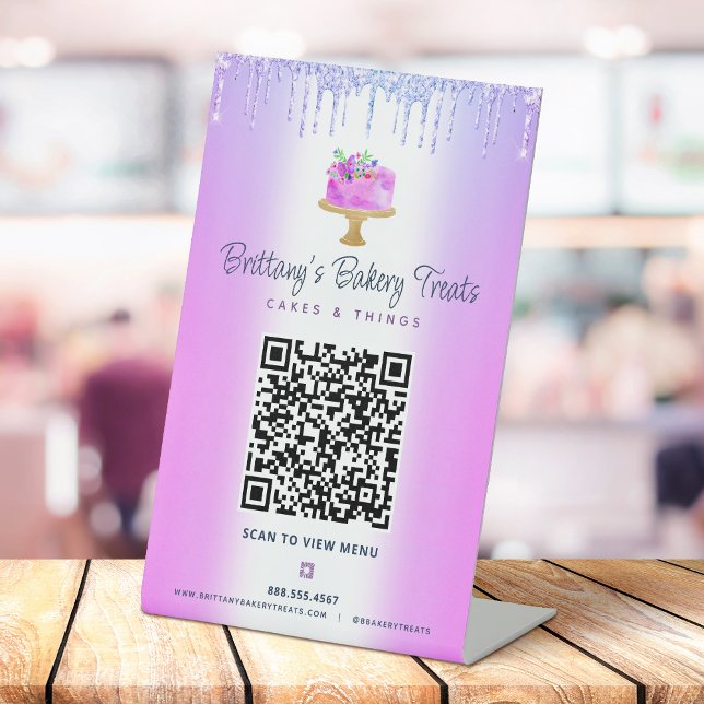 Signe De Table Menu de numérisation de code QR de la boulangerie  (Créateur téléchargé)