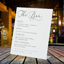 Signe De Table Menu Délicat Calligraphy Script Mariage Bar Drink
