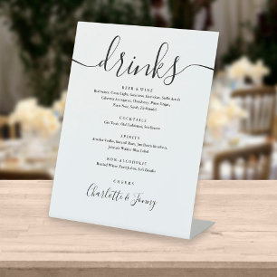 Signe De Table Menu des boissons à l'écriture noire et blanche Si