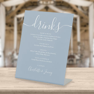 Signe De Table Menu des boissons de mariage en écriture signature