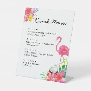 Signe De Table Menu des boissons du paradis tropical floral flama