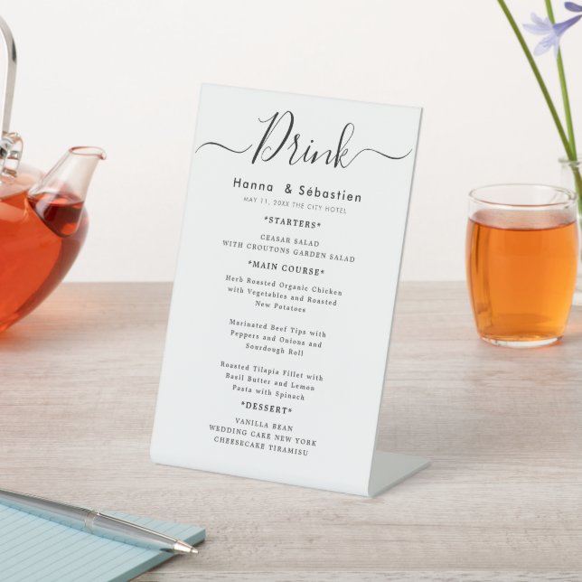 Signe De Table Menu des boissons Réception de mariage (In SItu)