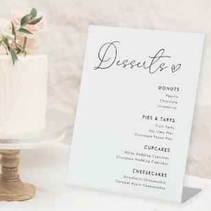 Signe De Table Menu des desserts de mariage calligraphie à coeur 