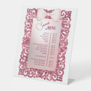 Signe De Table Menu des services de la boîte rose du cadre de Par